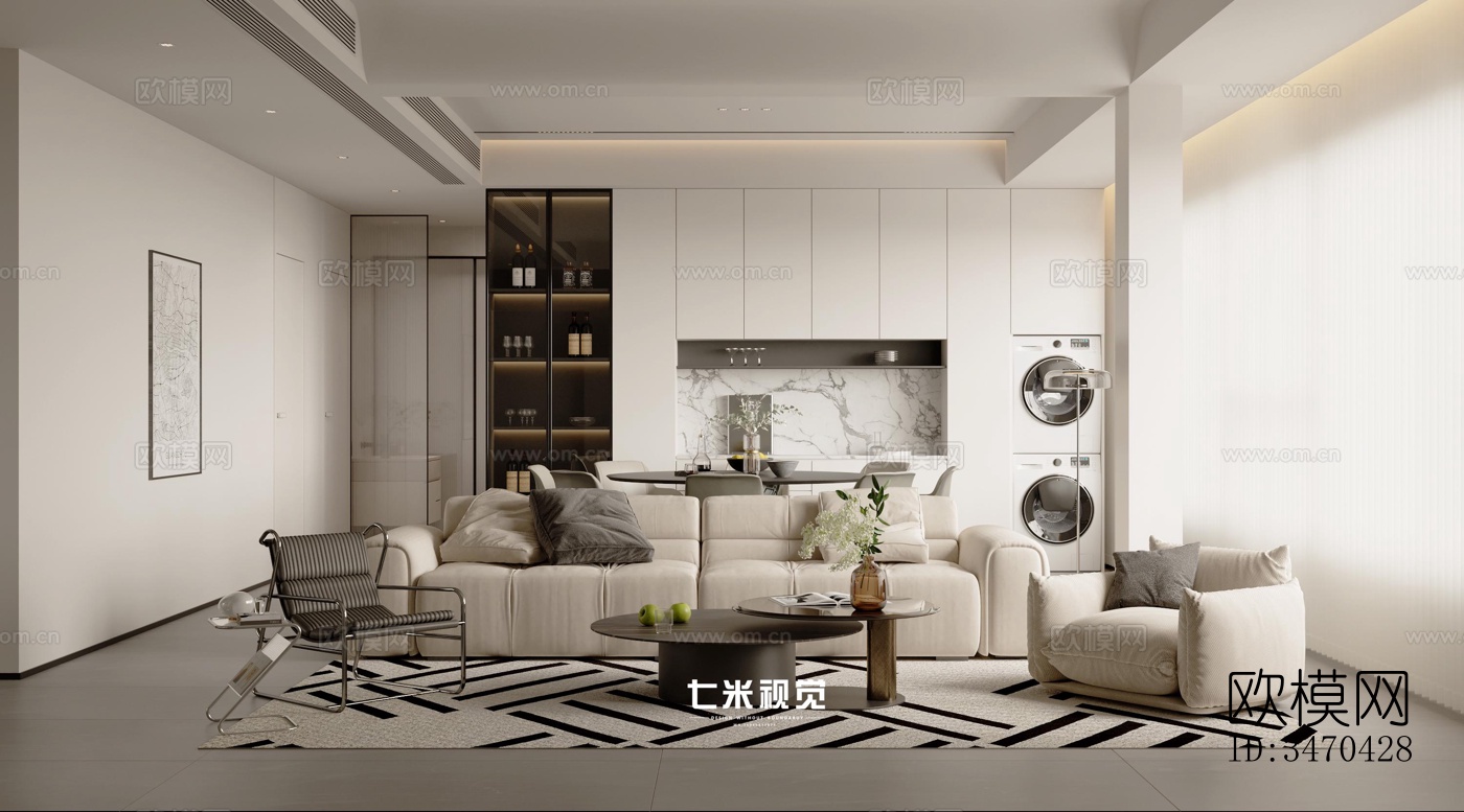 现代平层效果图下载（渲染图1）