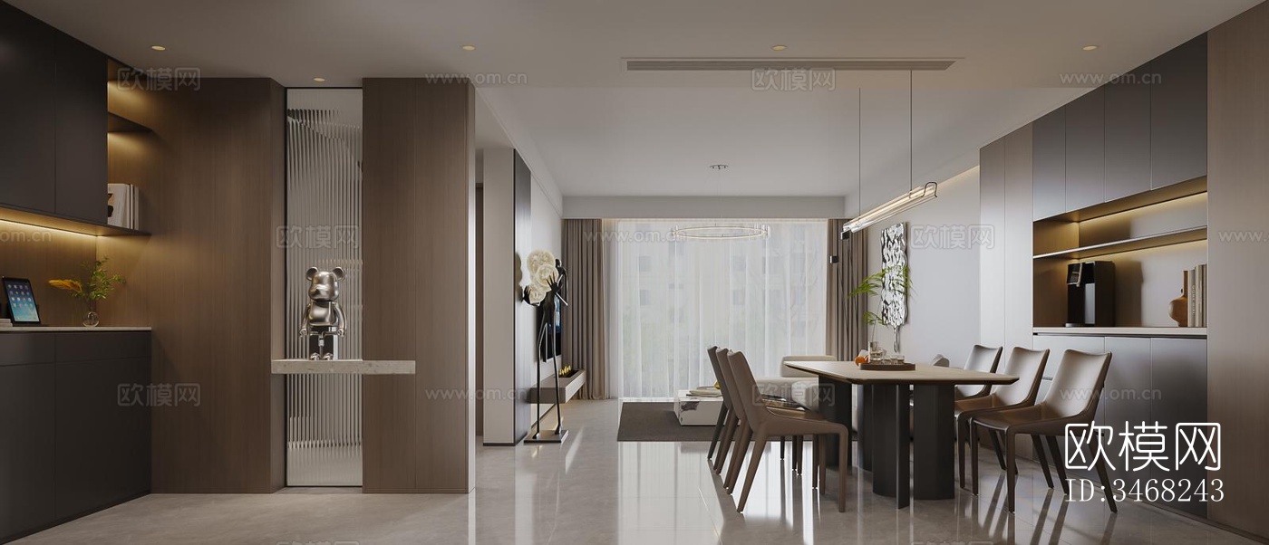 现代大平层效果图下载（渲染图5）