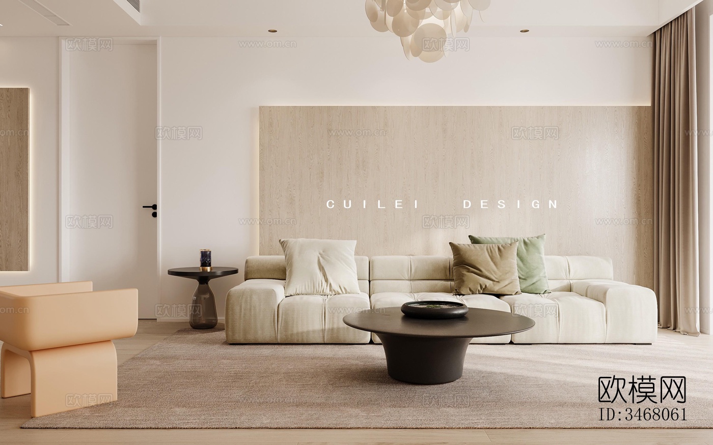 现代大平层效果图下载（渲染图6）