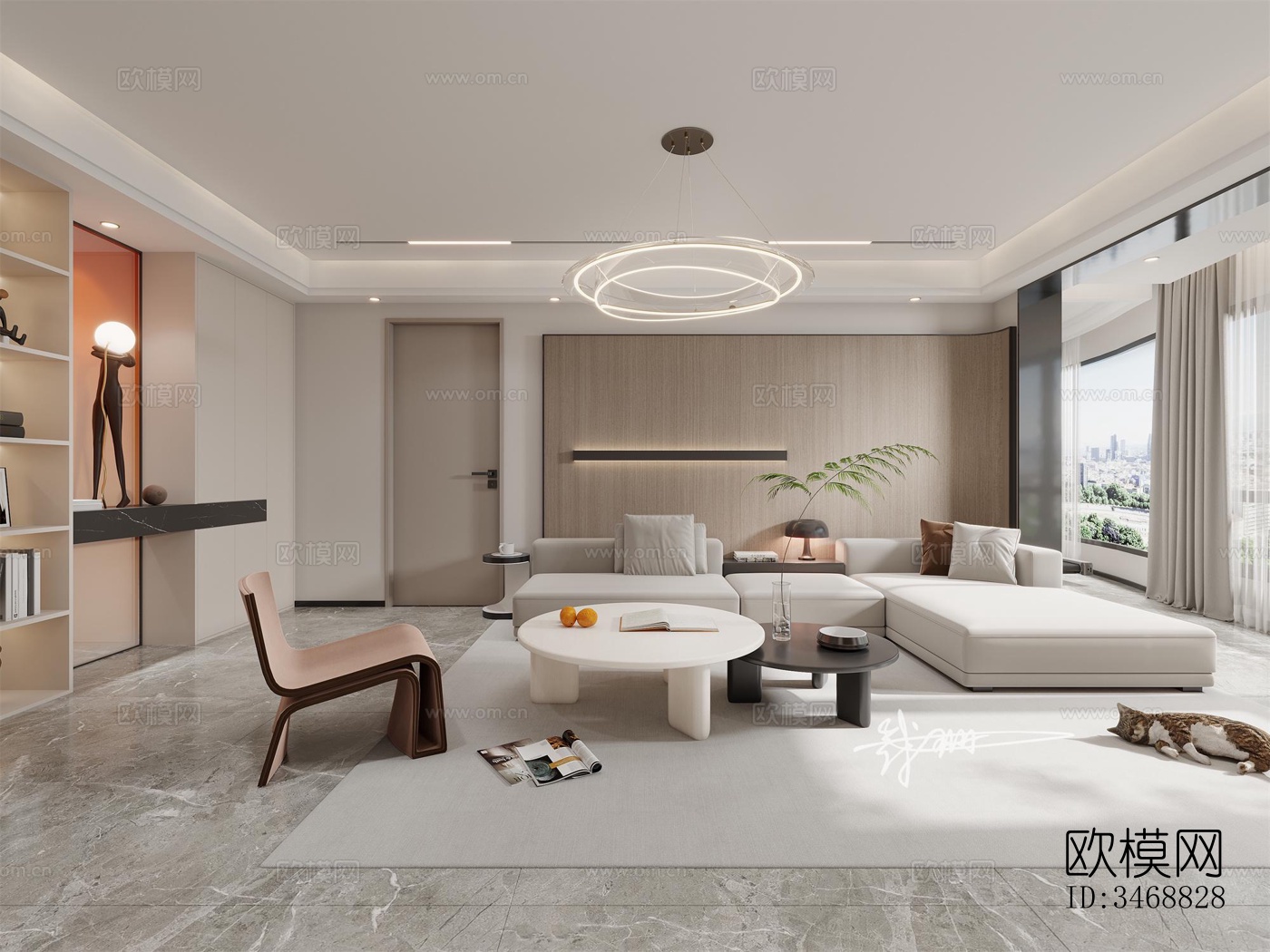 现代平层效果图下载（渲染图1）