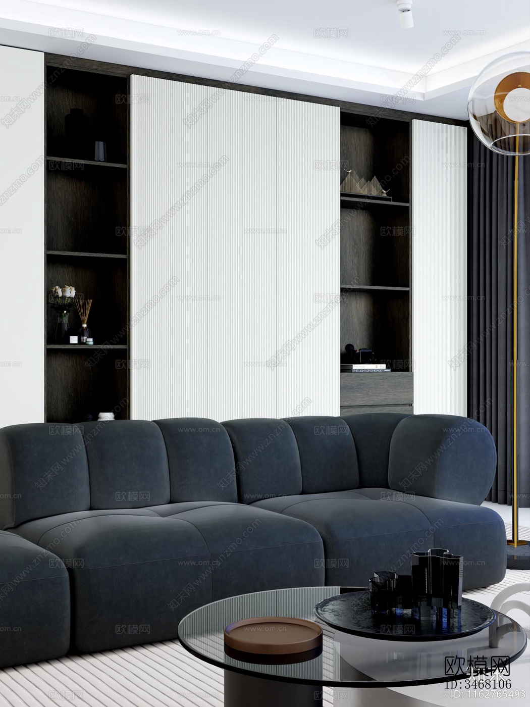 现代大平层效果图下载（渲染图3）