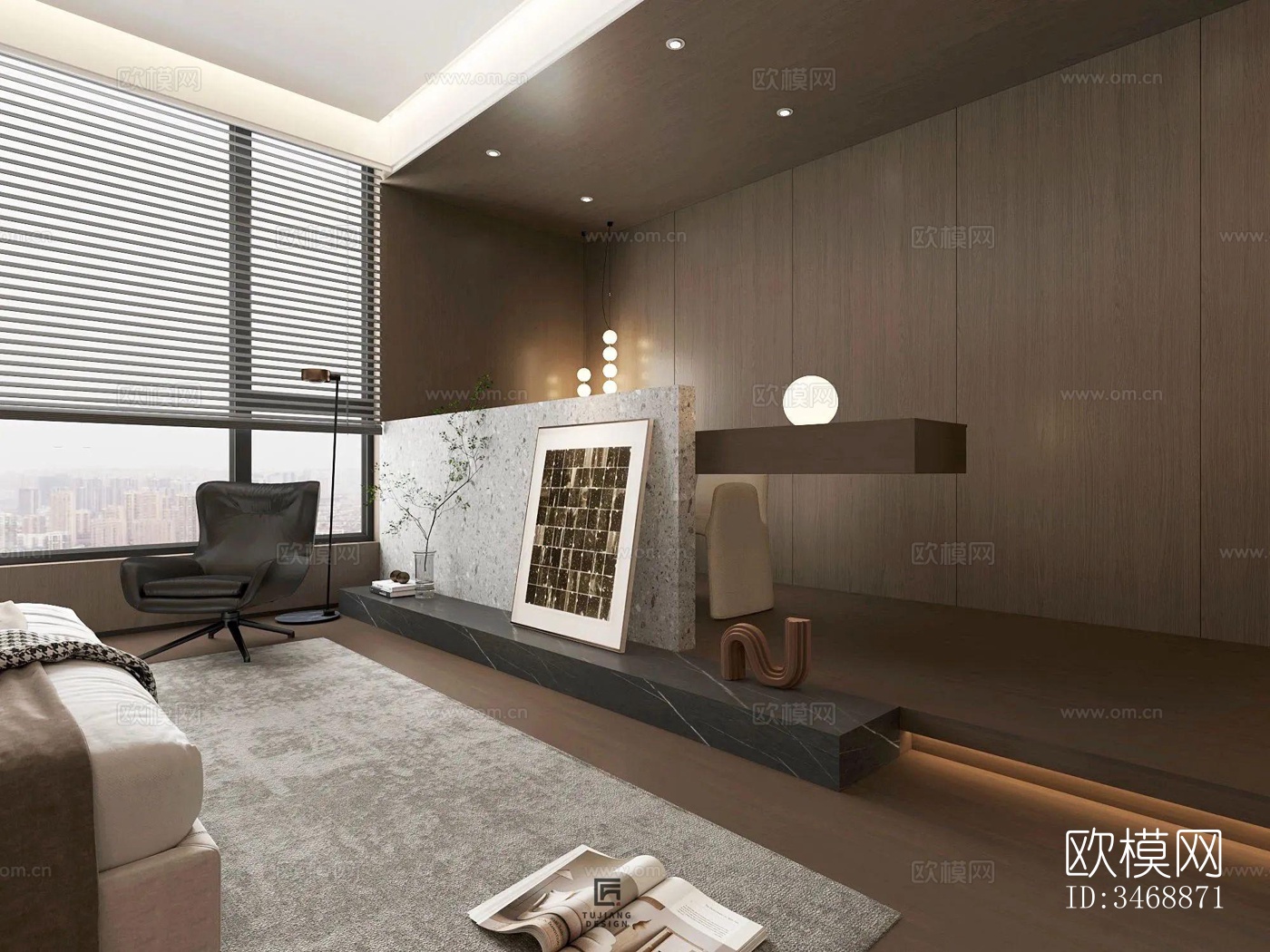 现代平层效果图下载（渲染图8）