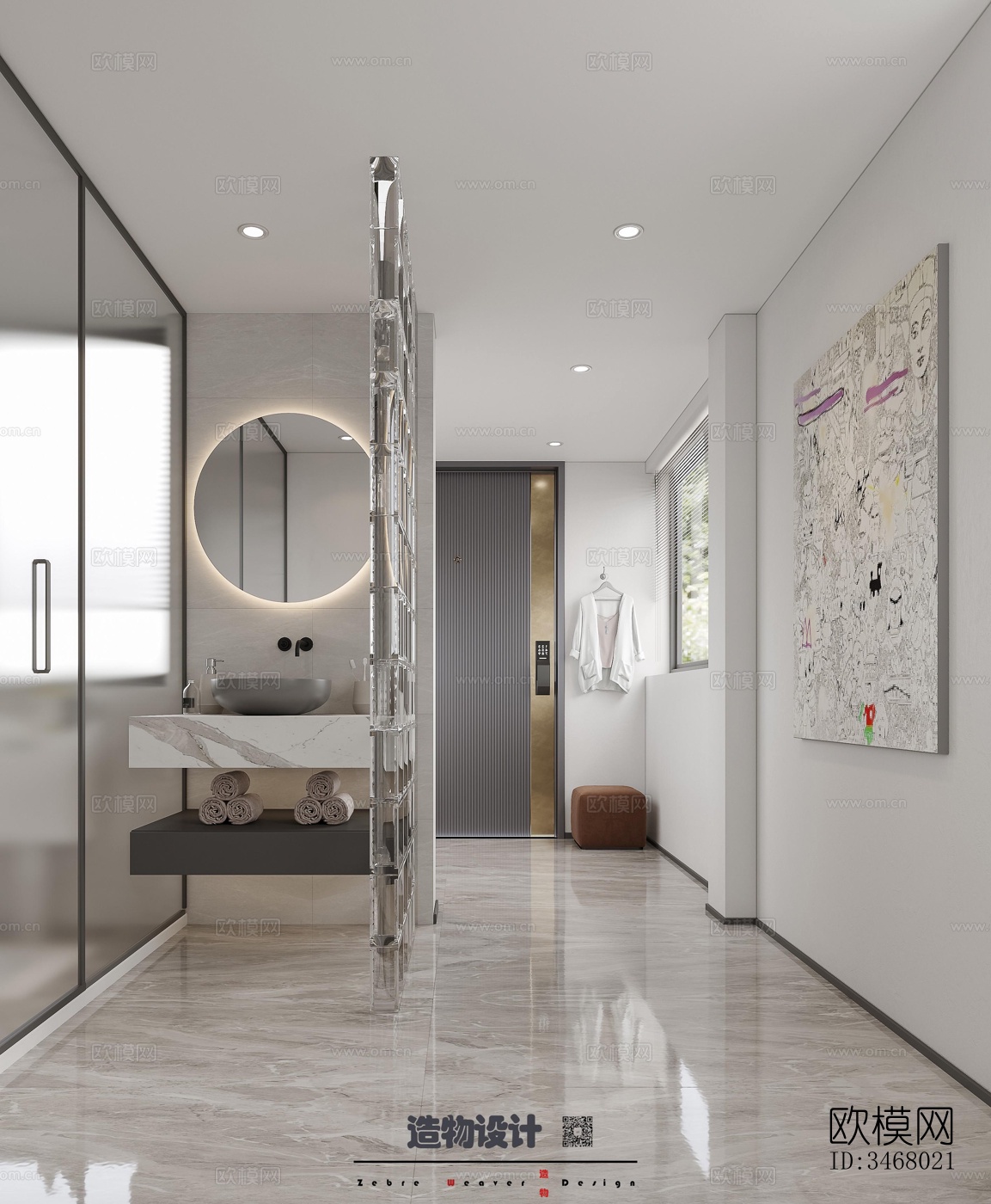 现代大平层效果图下载（渲染图11）