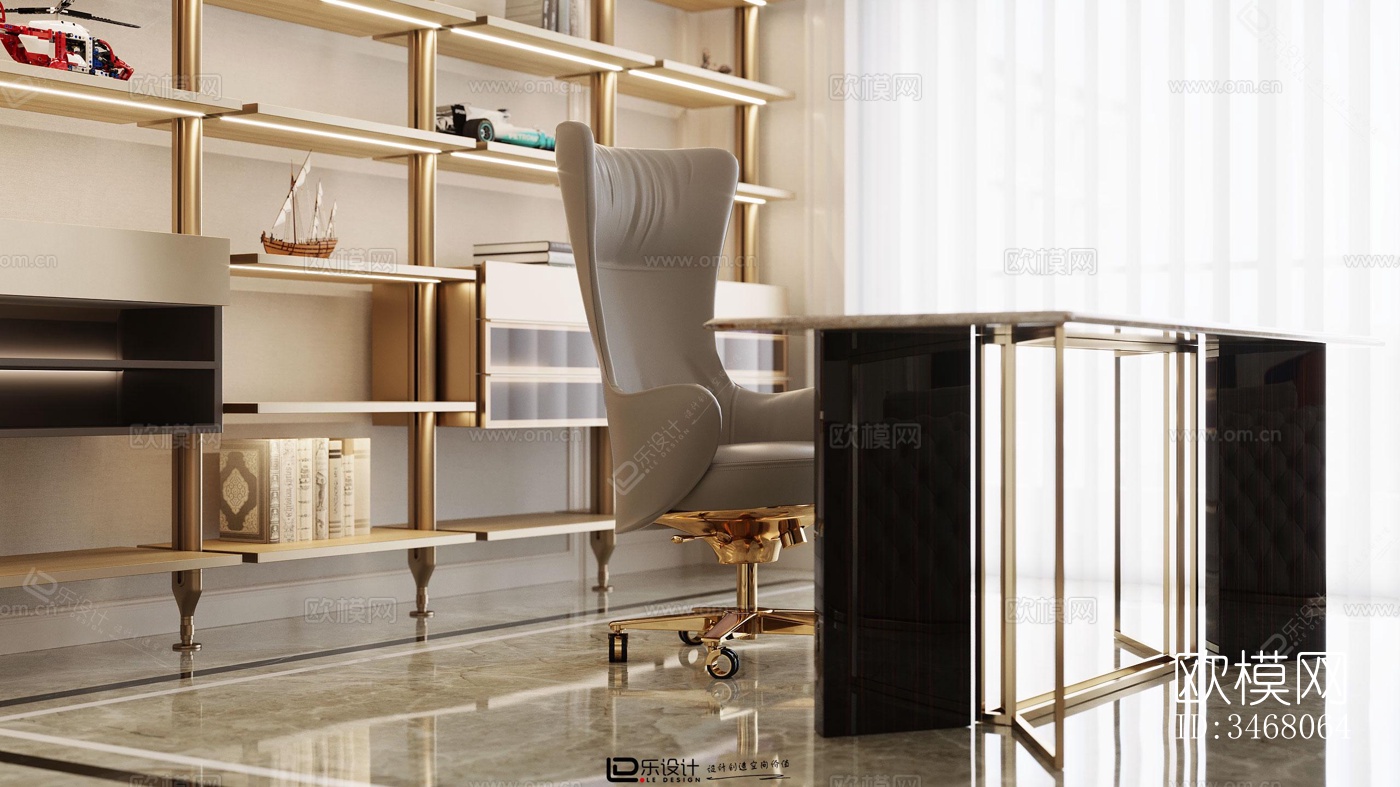 现代大平层效果图下载（渲染图9）