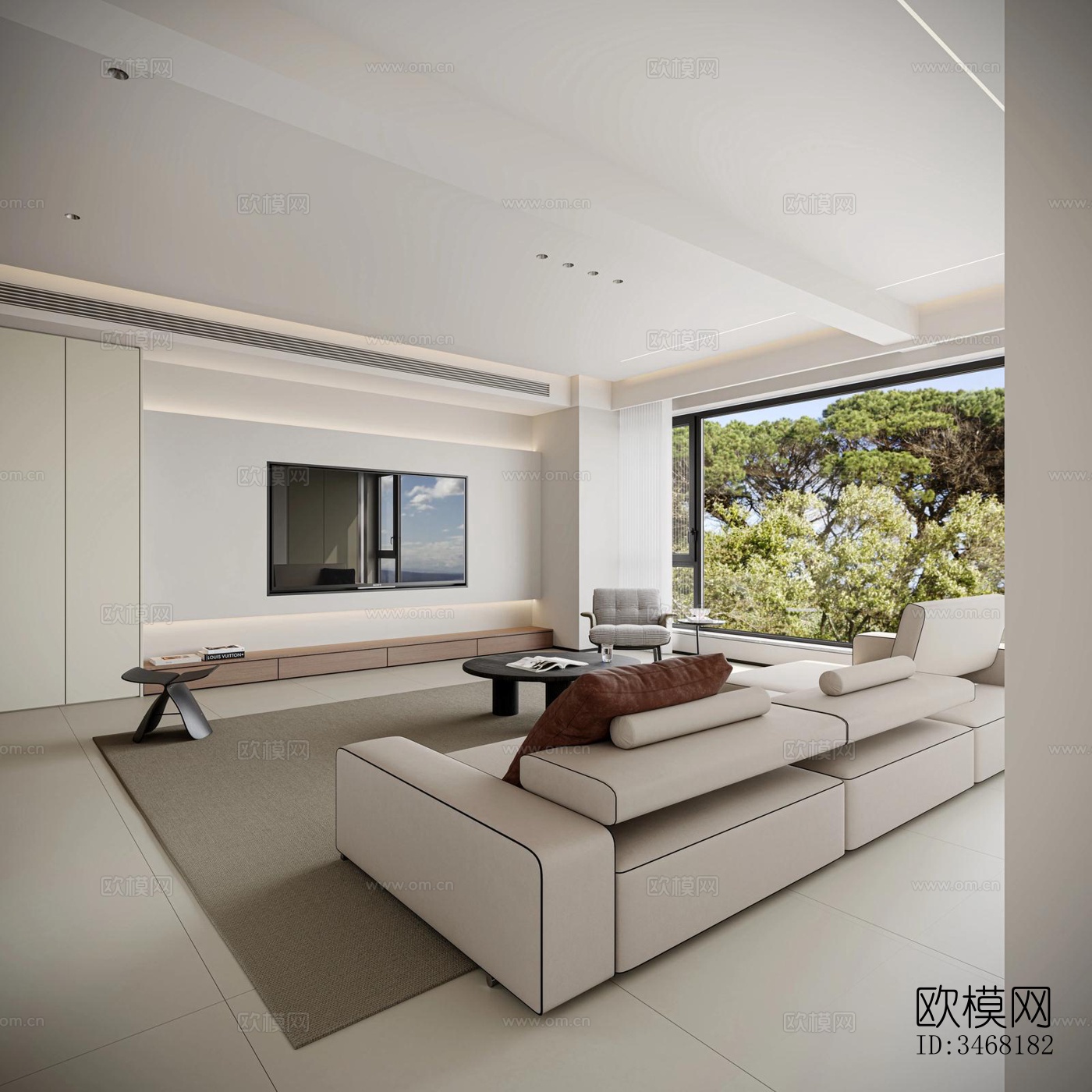 现代大平层效果图下载（渲染图11）