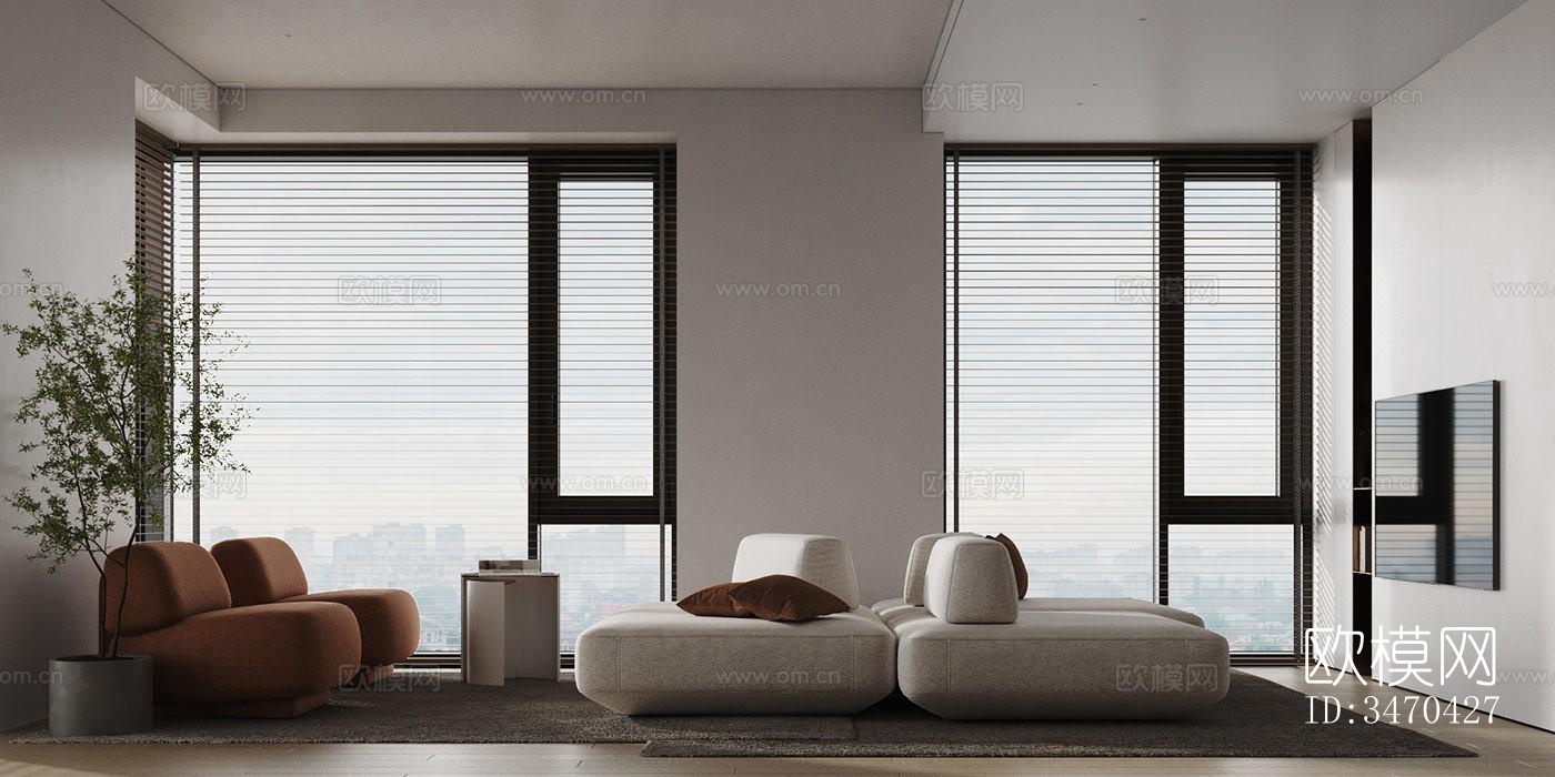 现代平层效果图下载（渲染图1）