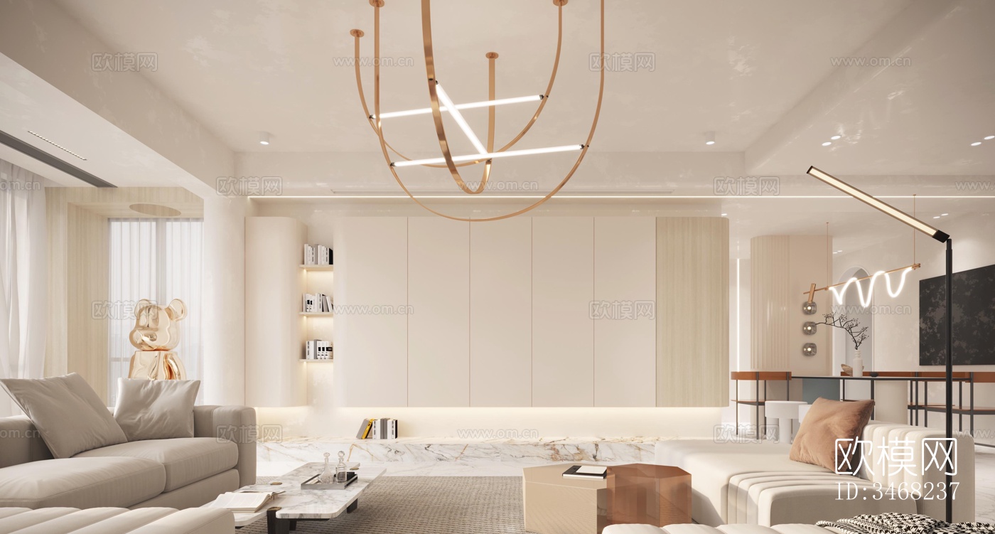 现代大平层效果图下载（渲染图2）