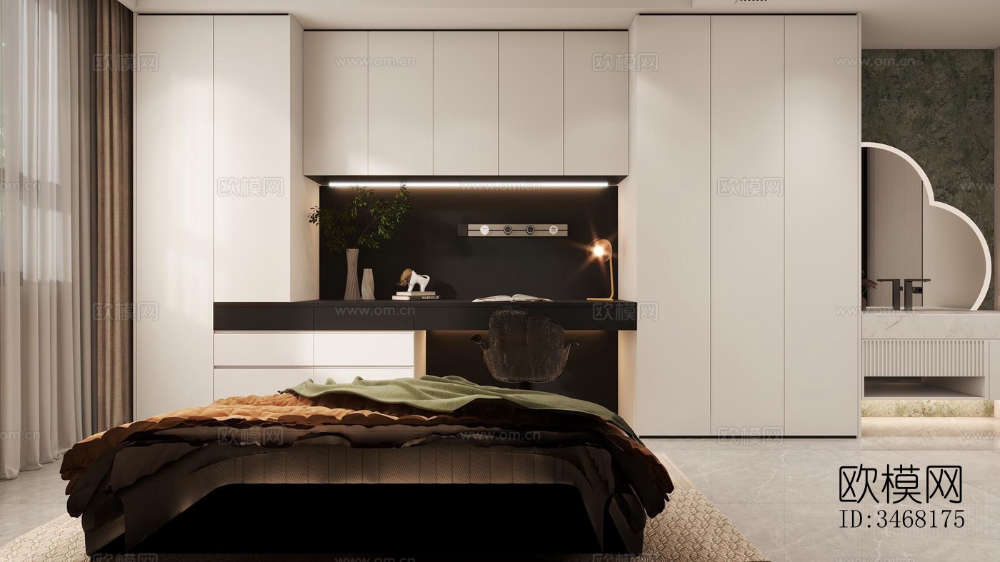 现代大平层效果图下载（渲染图14）