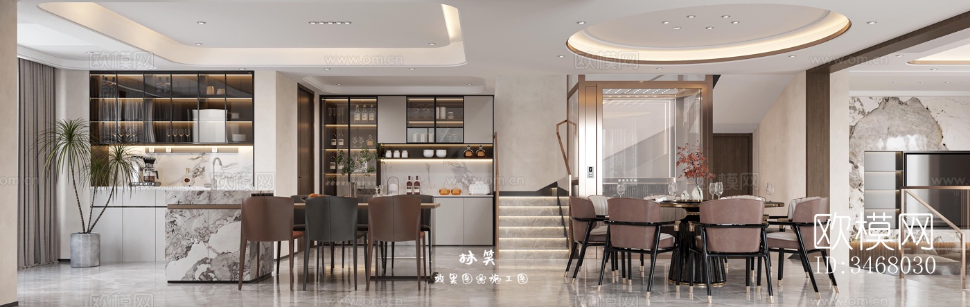 现代大平层效果图下载（渲染图6）