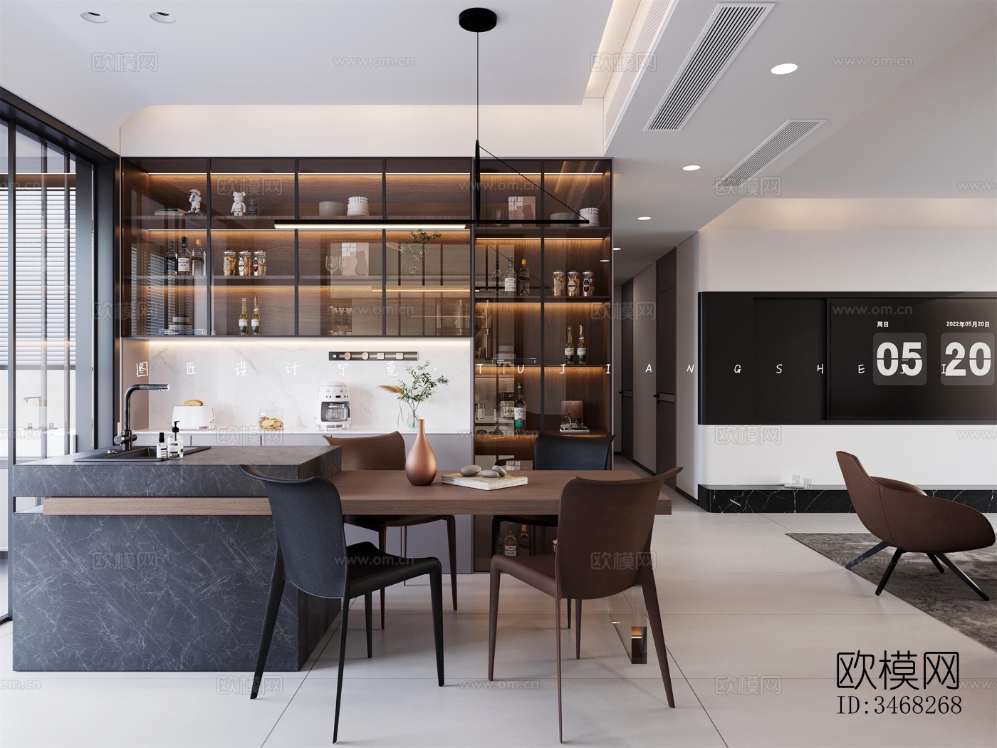 现代平层效果图下载（渲染图3）