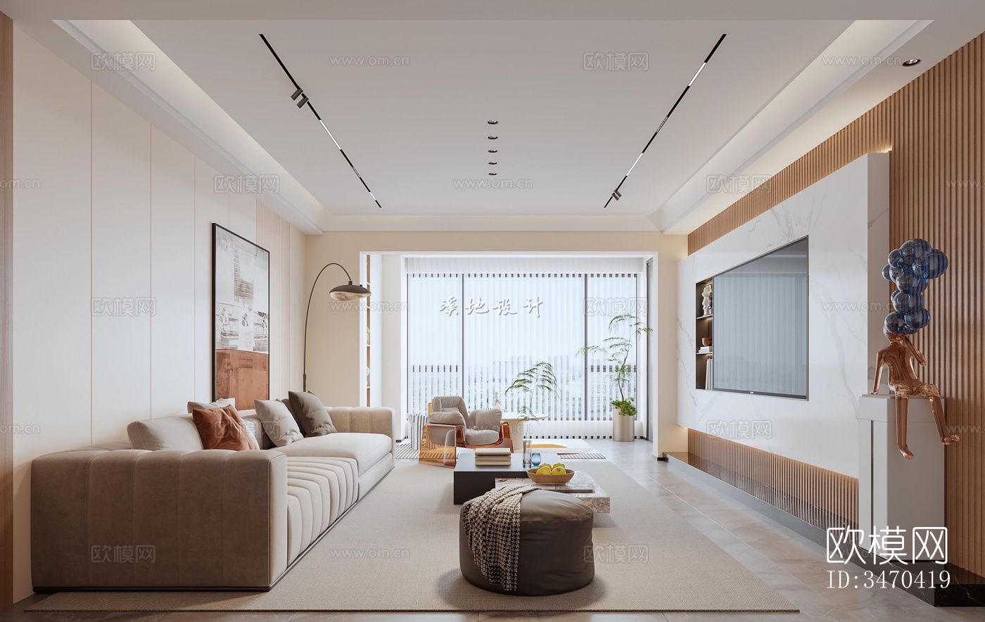 现代平层效果图下载（渲染图3）