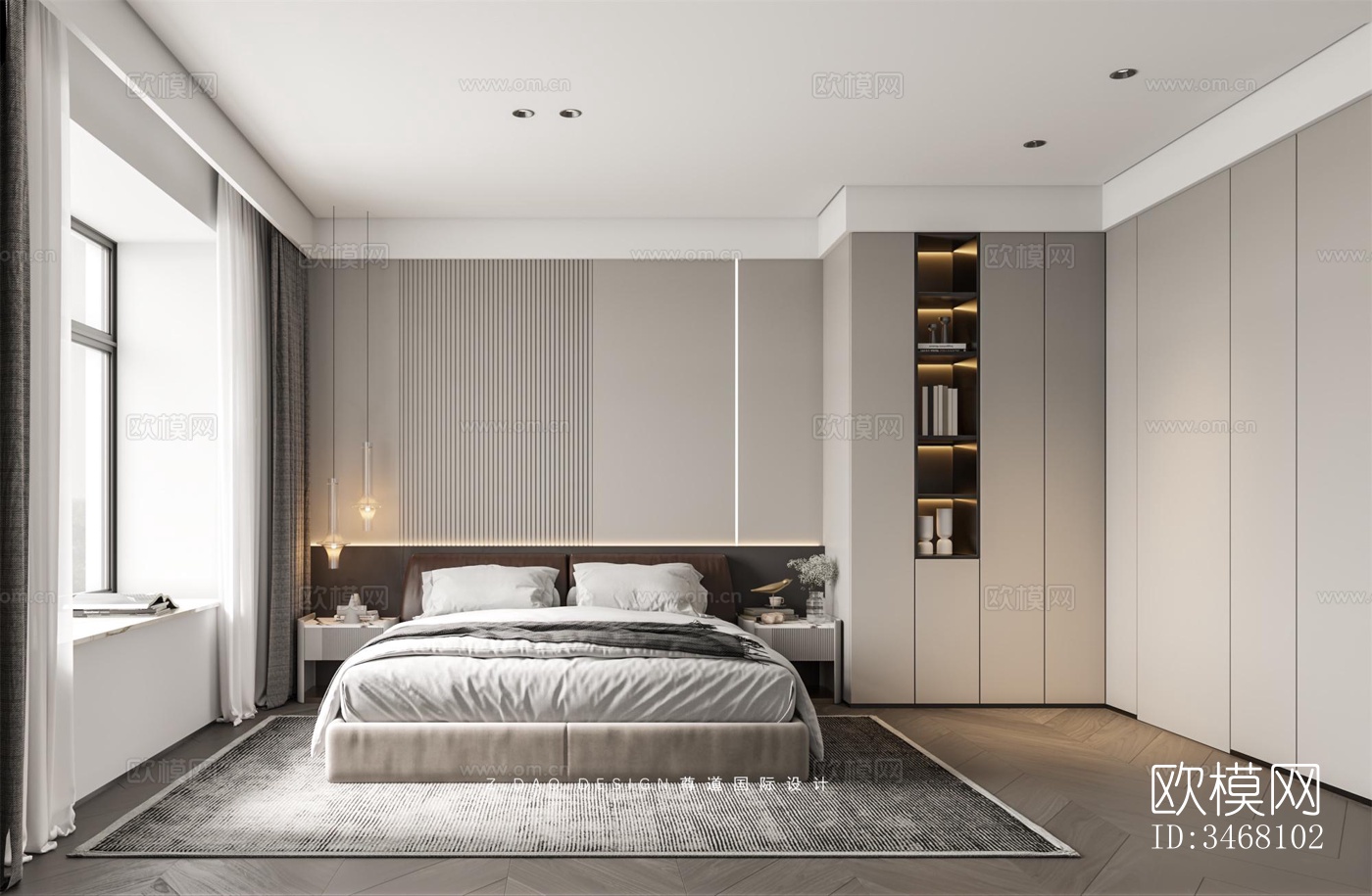 现代大平层效果图下载（渲染图7）