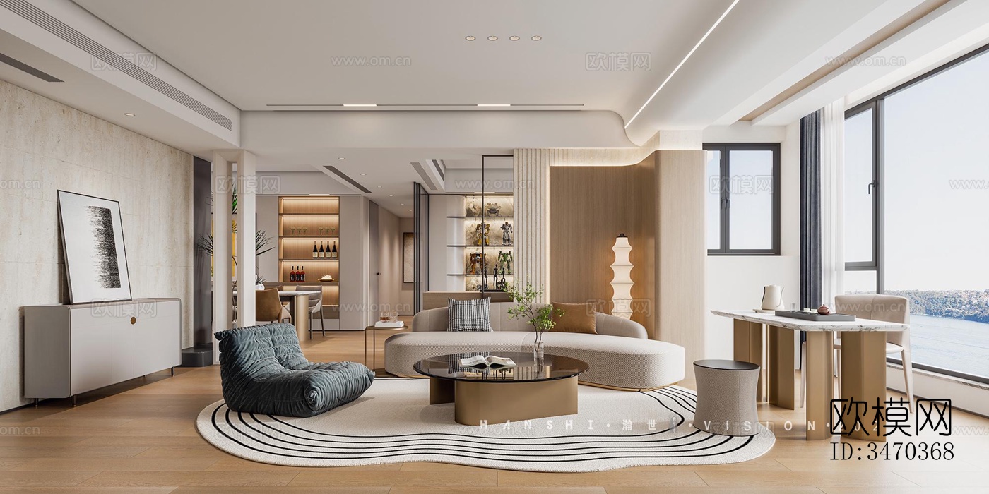 现代平层效果图下载（渲染图1）