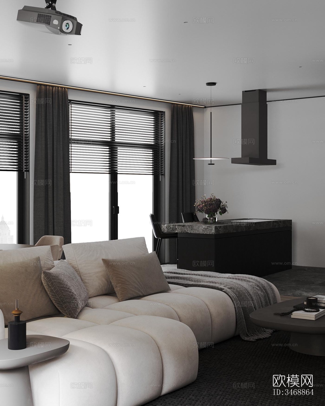 现代平层效果图下载（渲染图10）