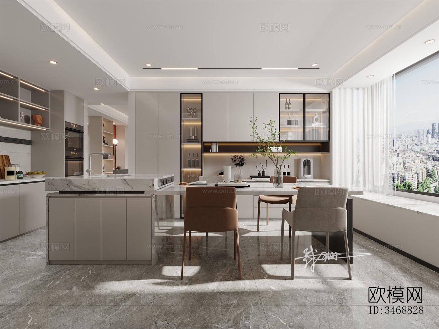 现代平层效果图下载（渲染图3）