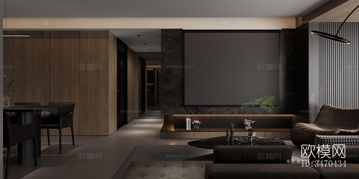 现代平层效果图下载（渲染图1）