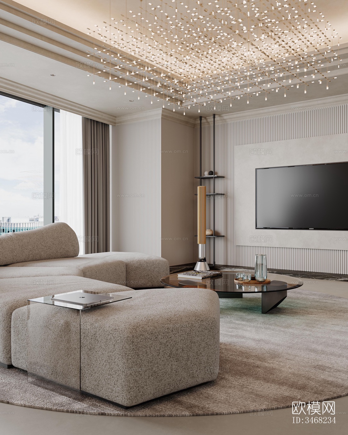 现代大平层效果图下载（渲染图14）