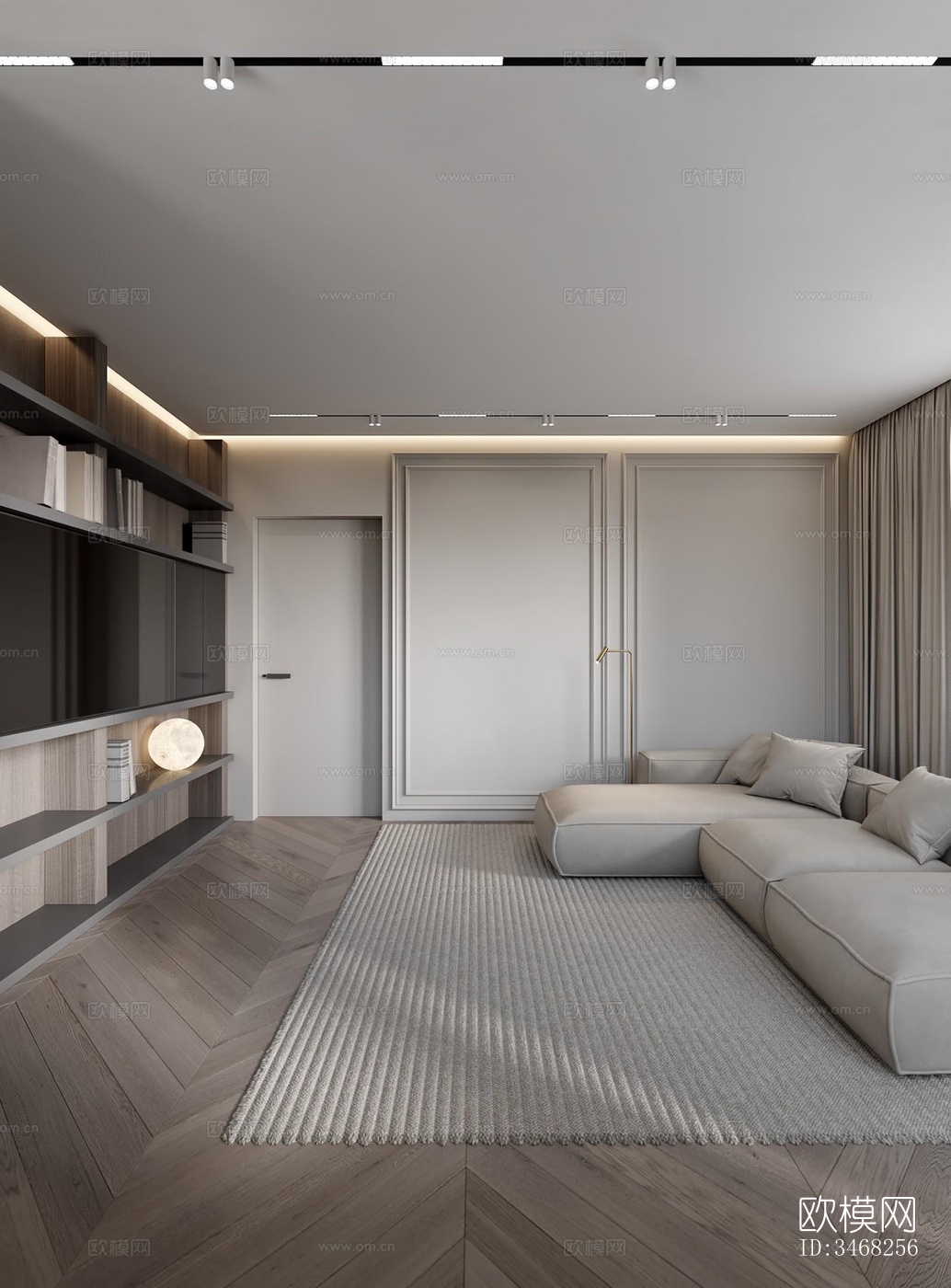 现代大平层效果图下载（渲染图2）