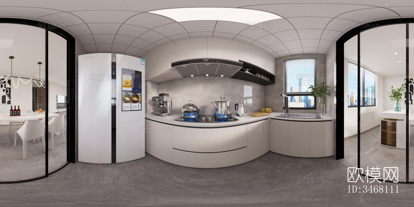 现代大平层效果图下载（渲染图4）