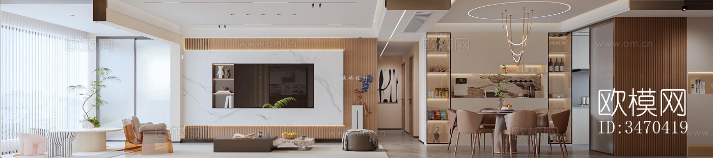 现代平层效果图下载（渲染图1）