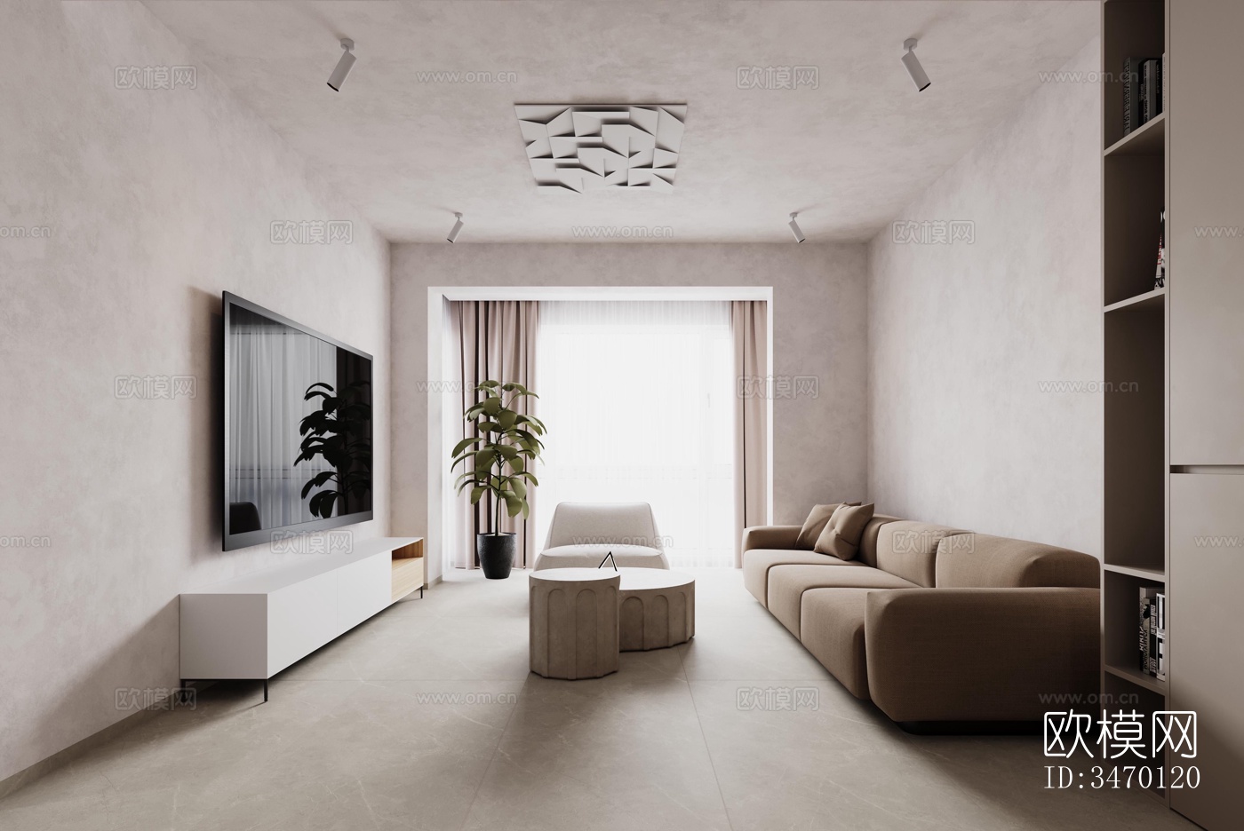 现代平层效果图下载（渲染图4）