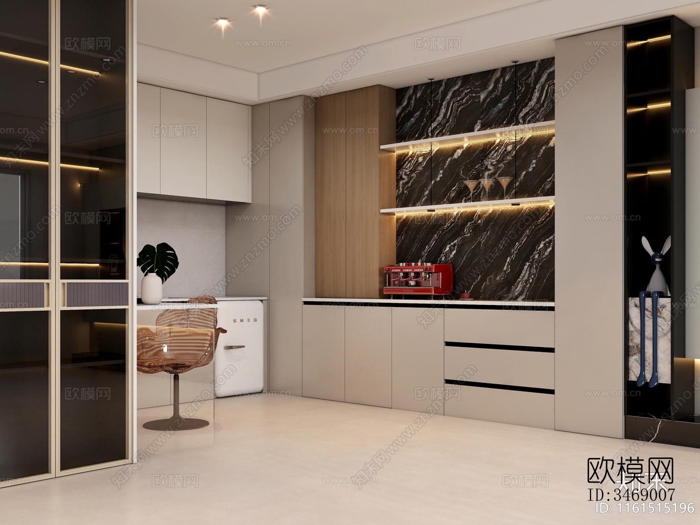 现代平层效果图下载（渲染图3）