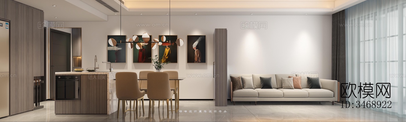 现代平层效果图下载（渲染图2）