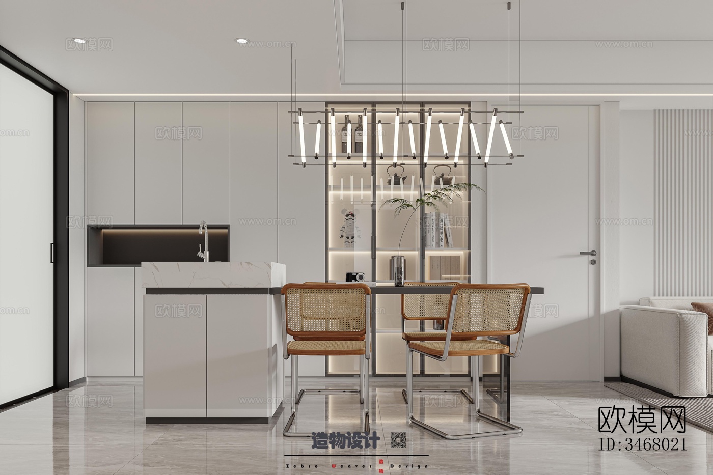 现代大平层效果图下载（渲染图2）