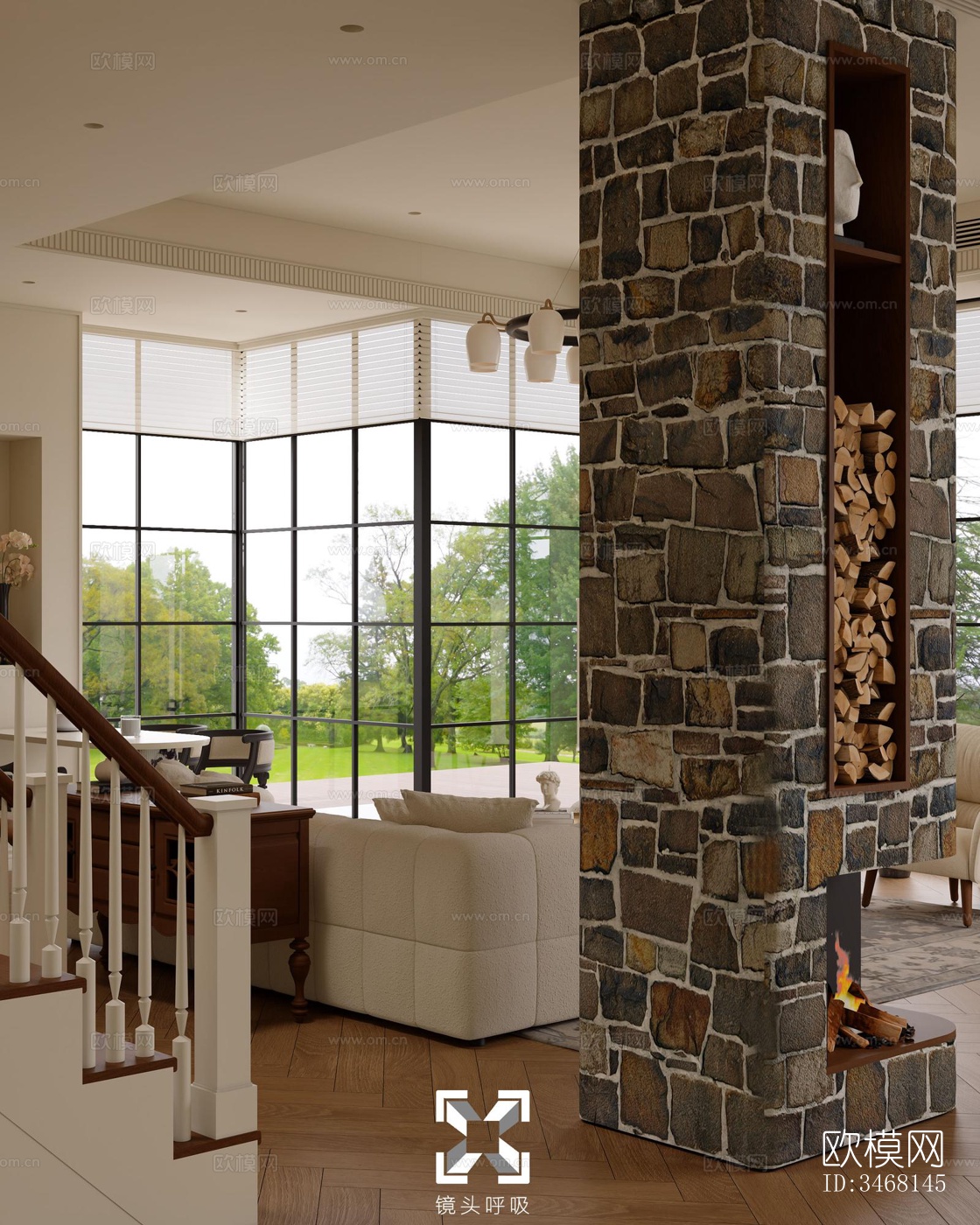 现代大平层效果图下载（渲染图6）