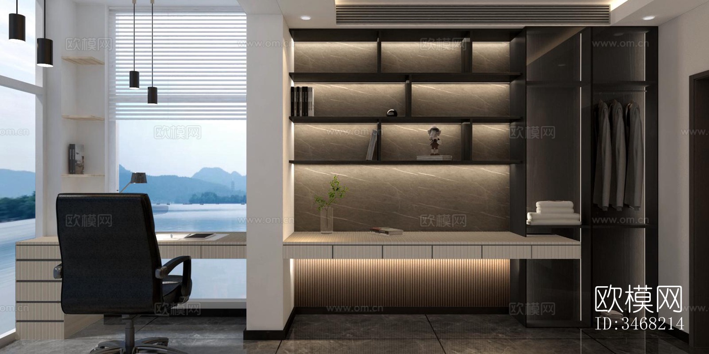 现代大平层效果图下载（渲染图12）