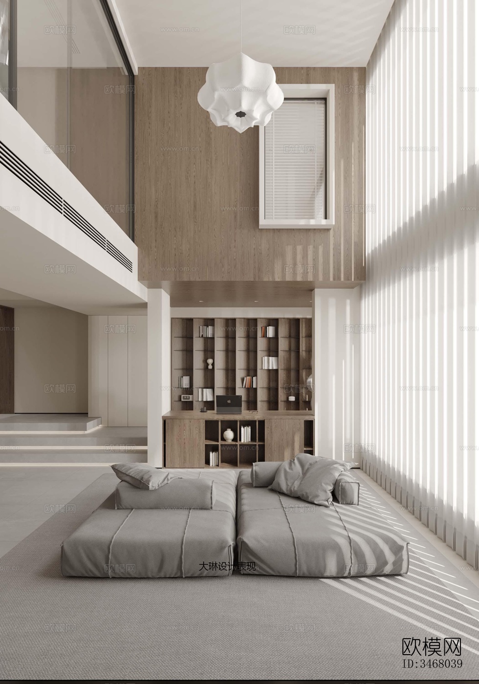 现代大平层效果图下载（渲染图9）