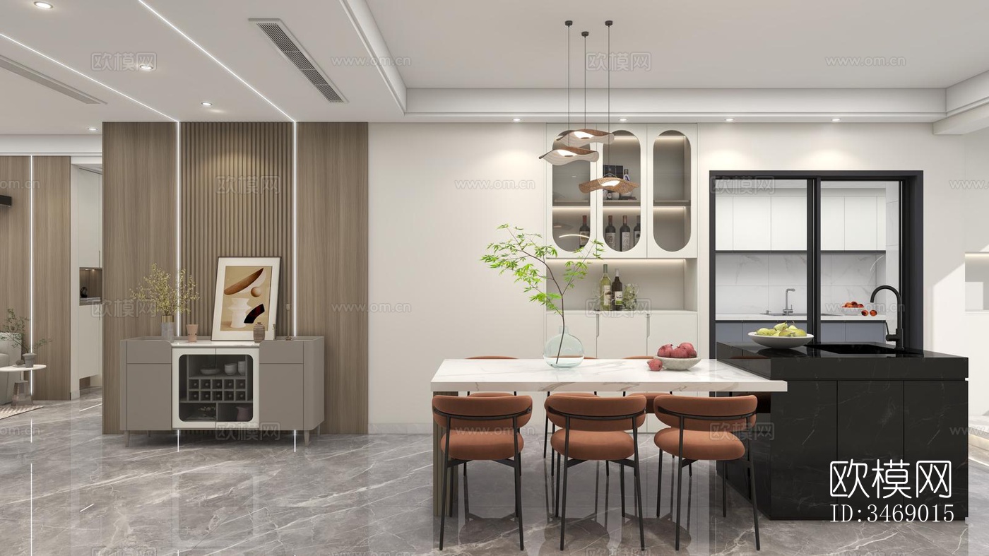 现代平层效果图下载（渲染图1）