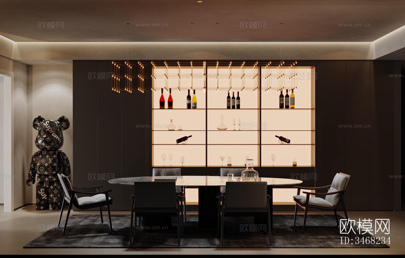 现代大平层效果图下载（渲染图16）