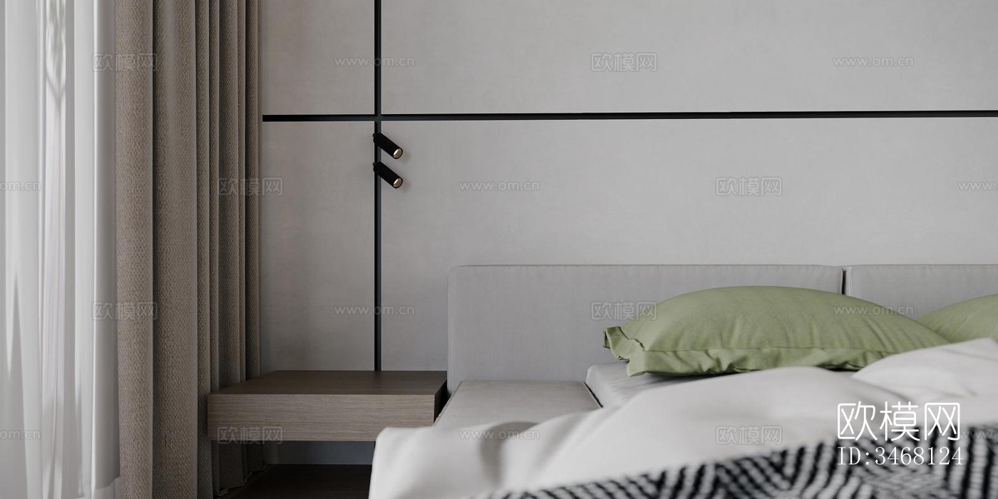 现代大平层效果图下载（渲染图1）