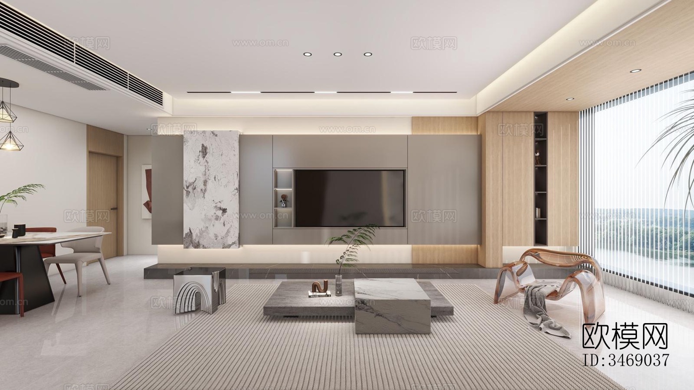 现代平层效果图下载（渲染图1）