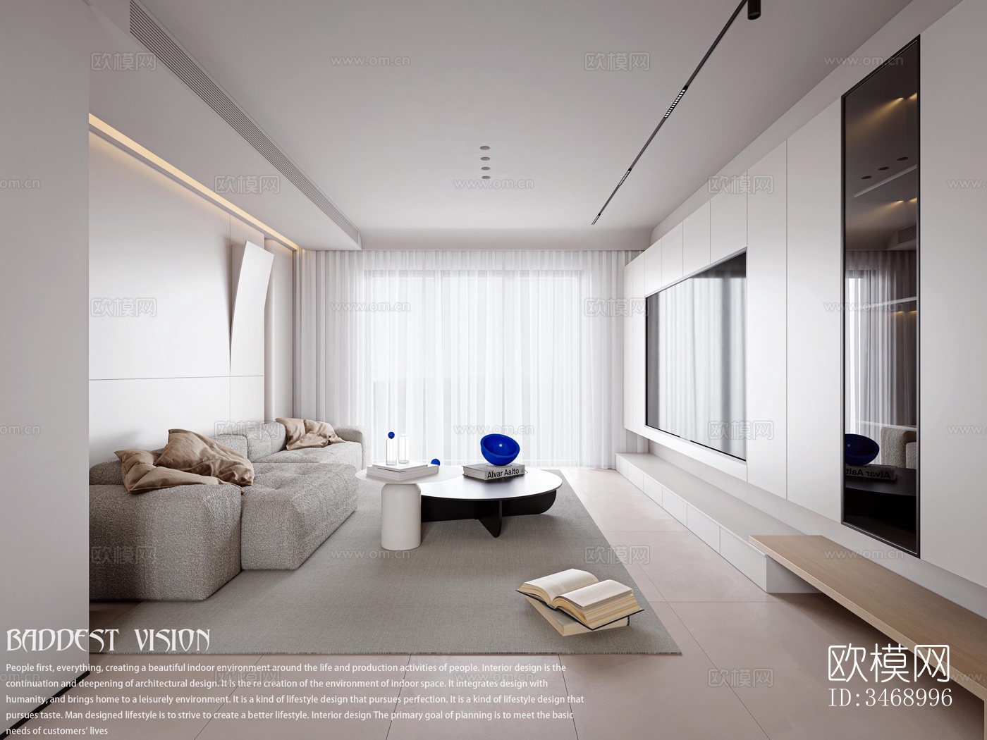 现代平层效果图下载（渲染图2）