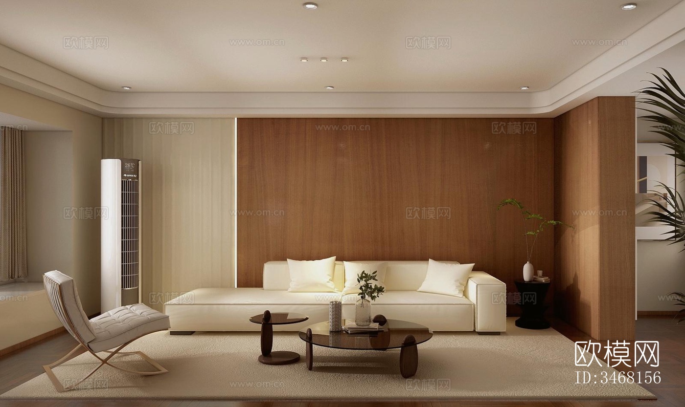 现代大平层效果图下载（渲染图2）