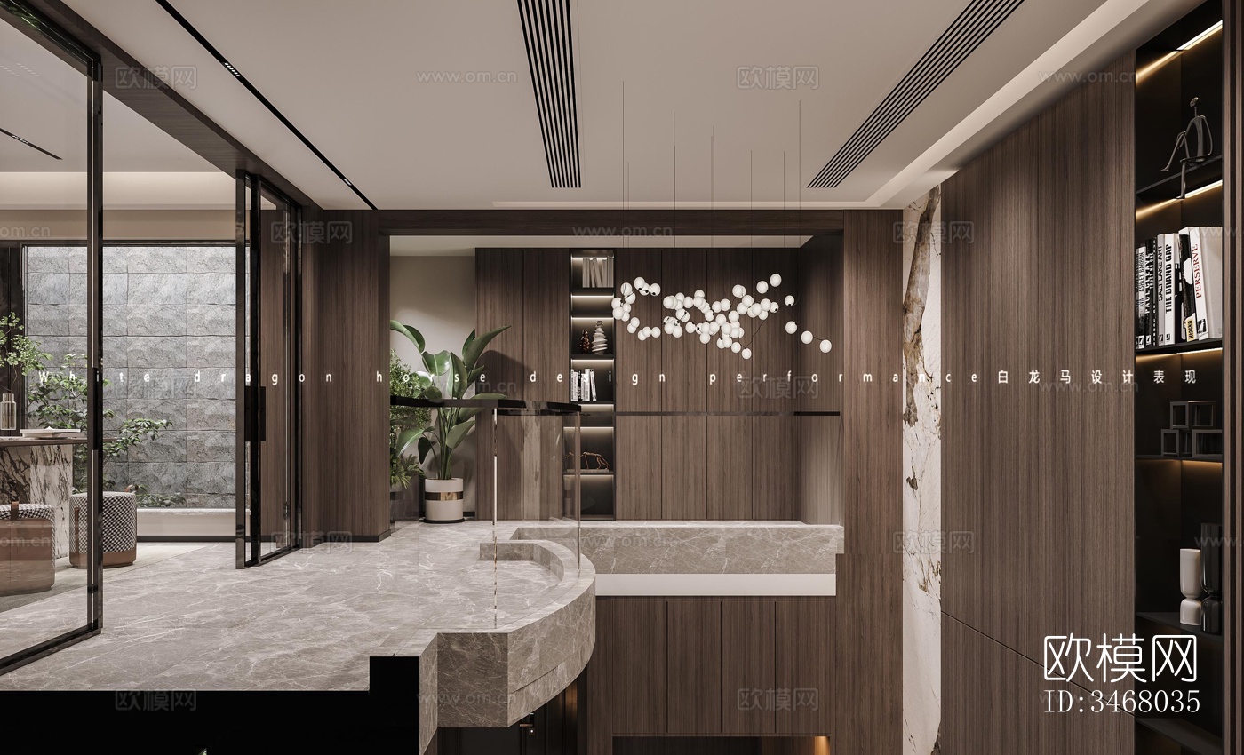 现代大平层效果图下载（渲染图3）