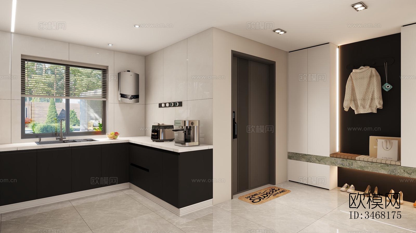 现代大平层效果图下载（渲染图4）