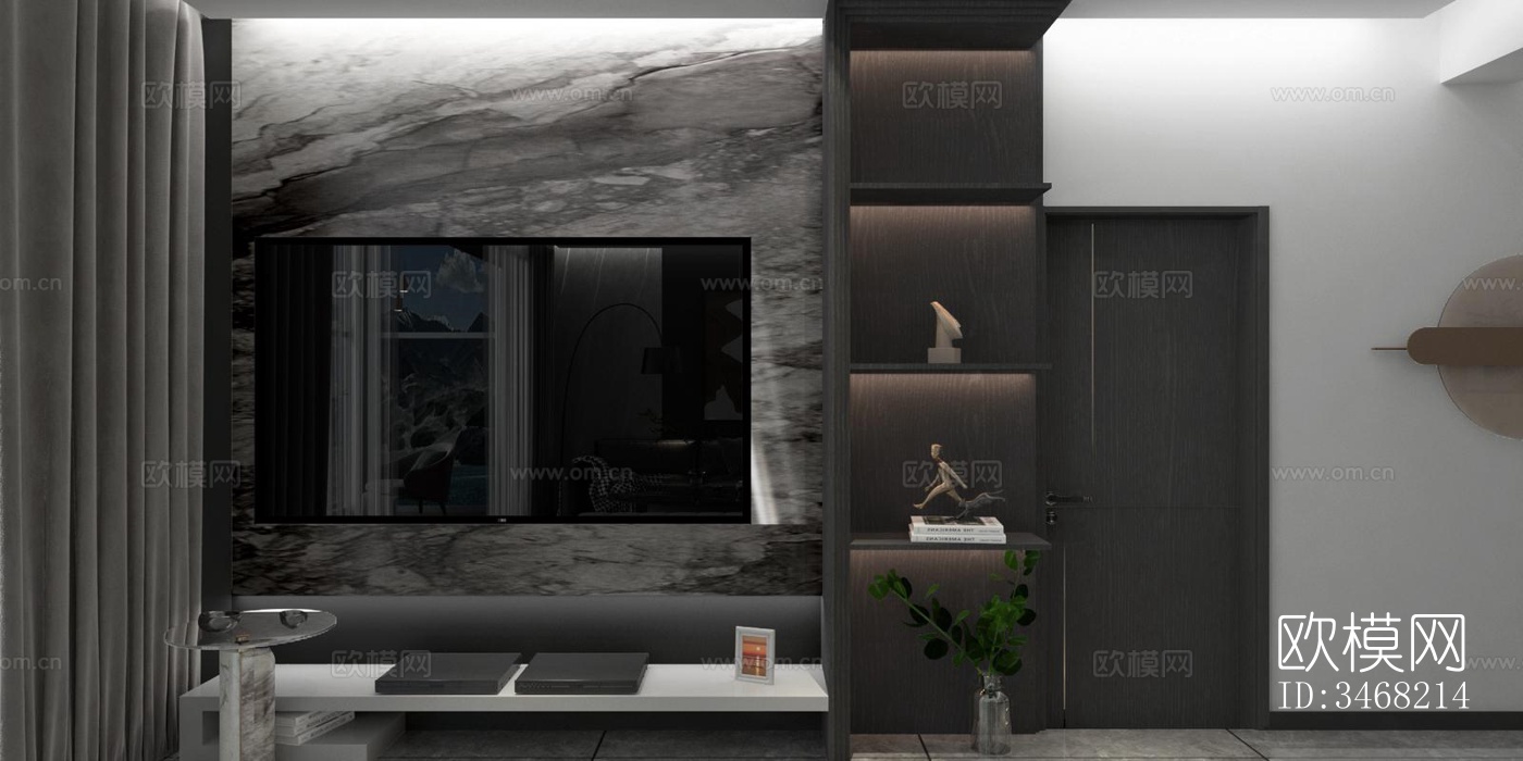 现代大平层效果图下载（渲染图7）