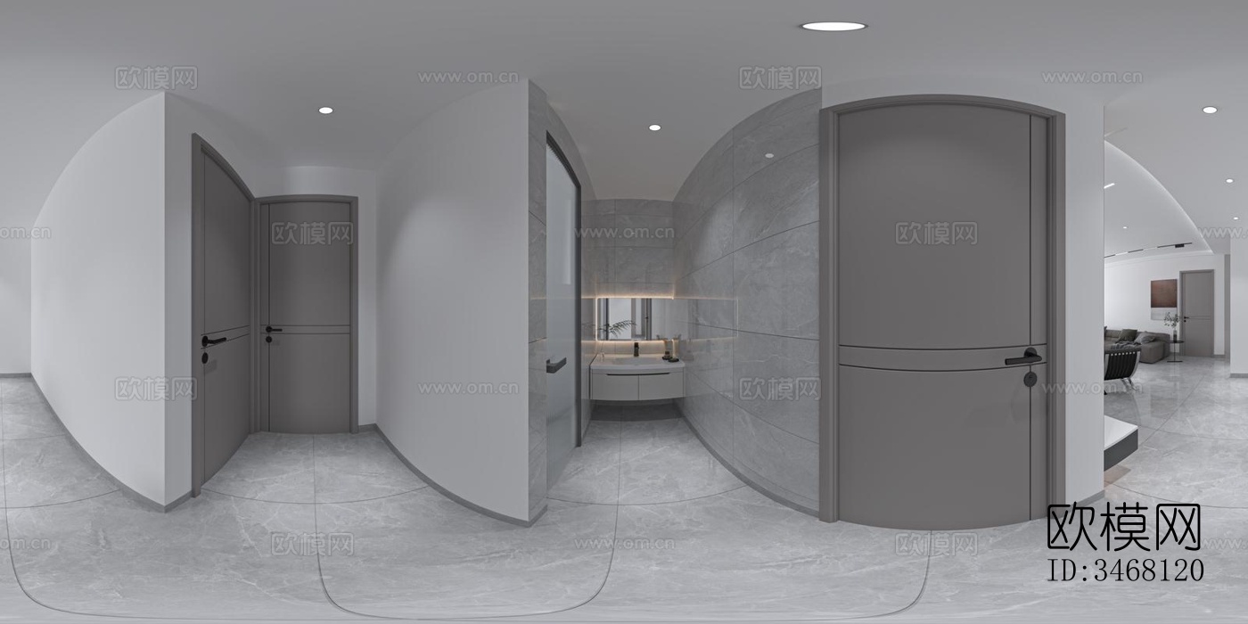 现代大平层效果图下载（渲染图3）