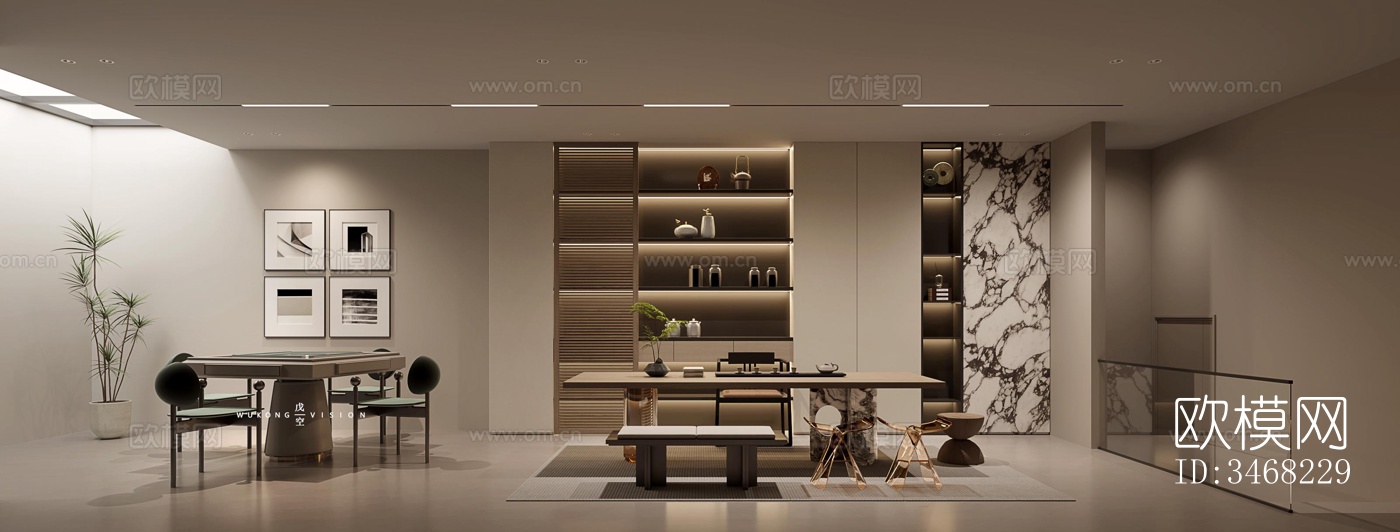 现代大平层效果图下载（渲染图9）