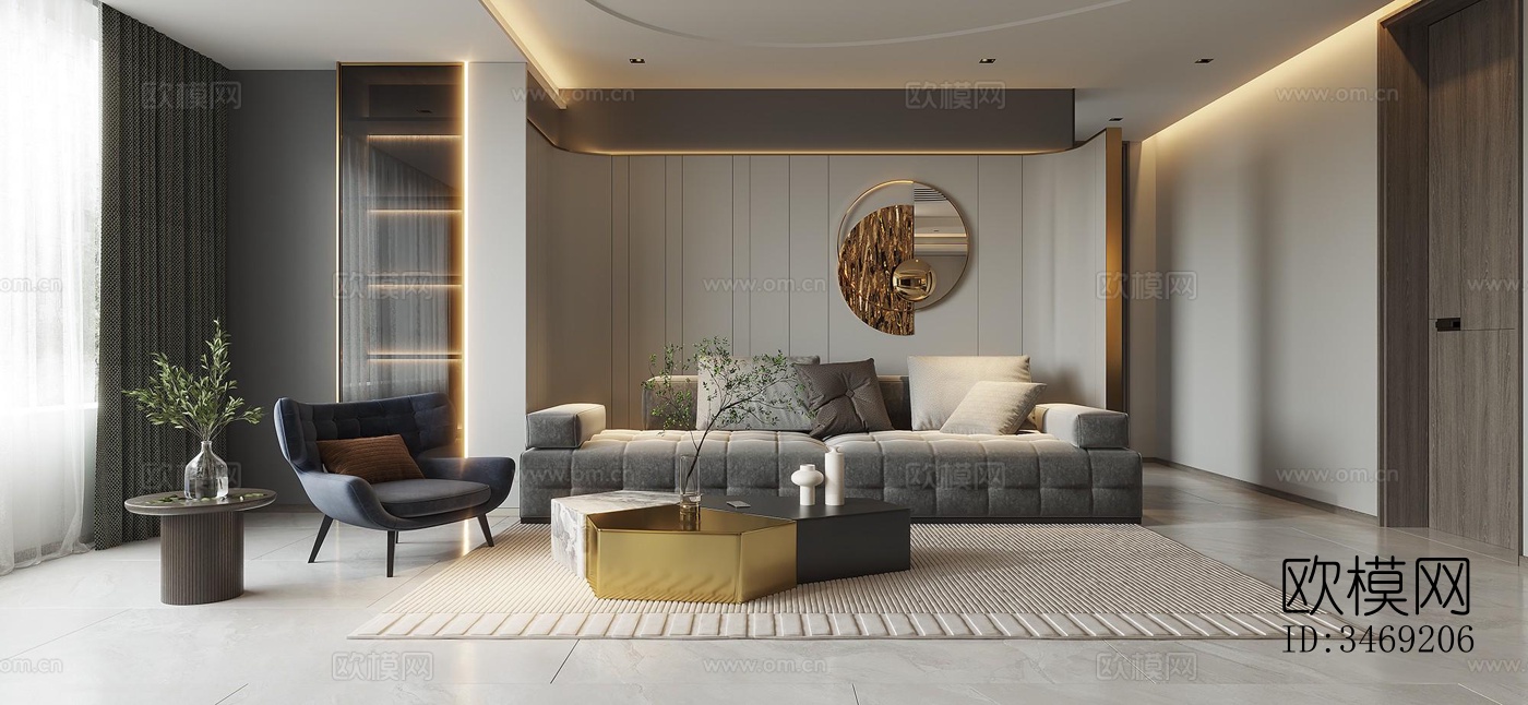 现代平层效果图下载（渲染图6）