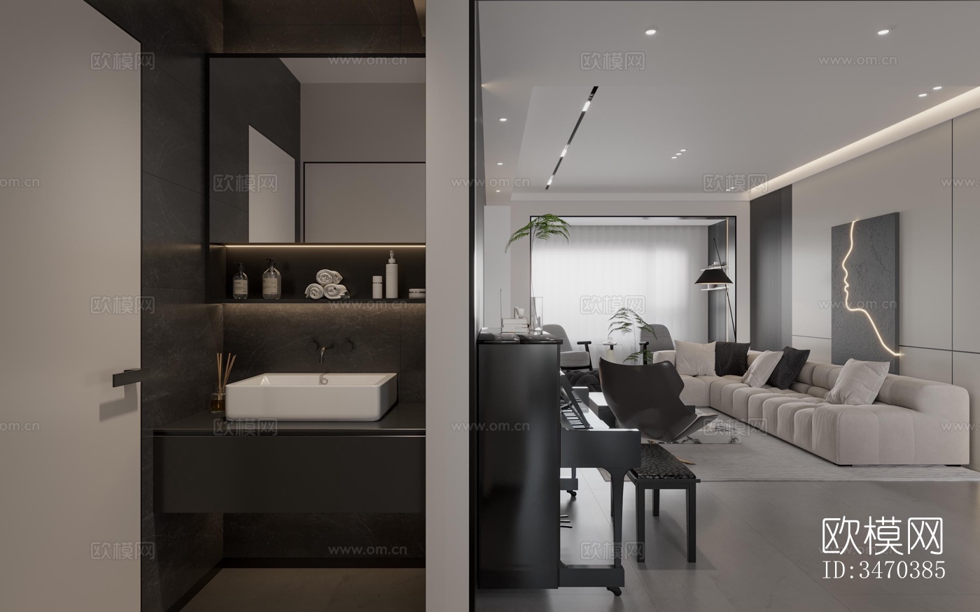 现代平层效果图下载（渲染图3）