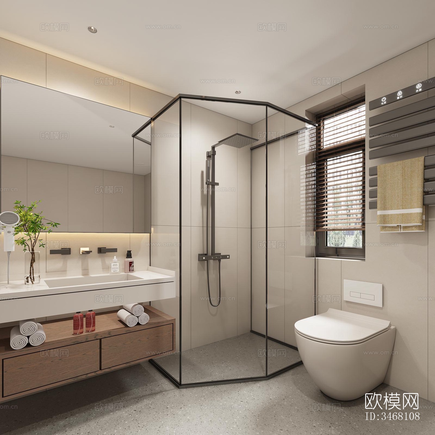 现代大平层效果图下载（渲染图12）