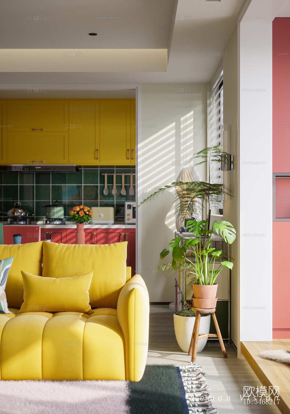 现代大平层效果图下载（渲染图5）