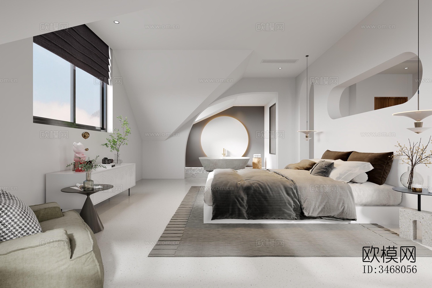 现代大平层效果图下载（渲染图4）