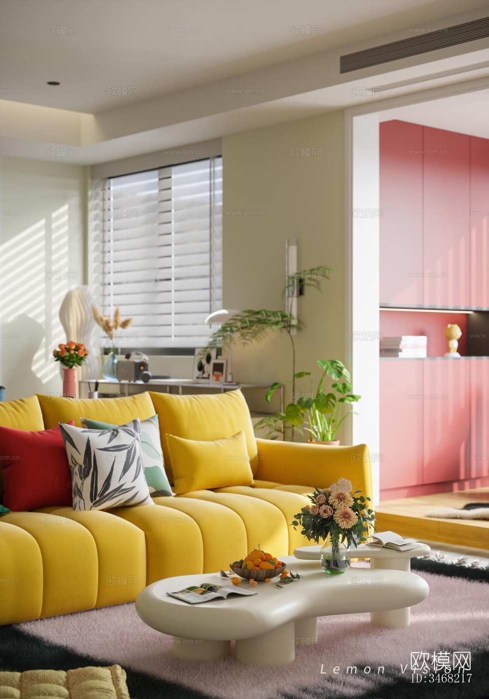 现代大平层效果图下载（渲染图6）