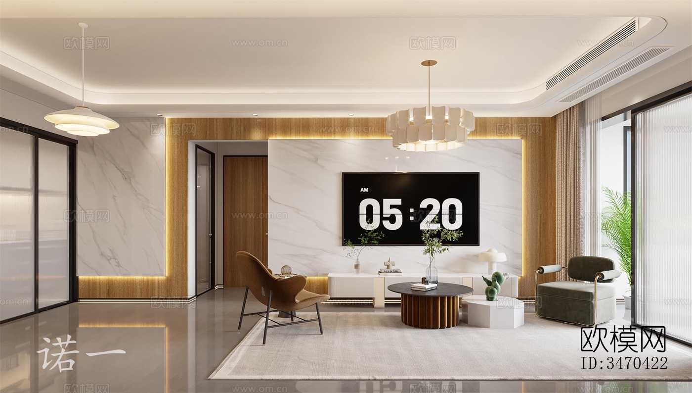 现代平层效果图下载（渲染图4）