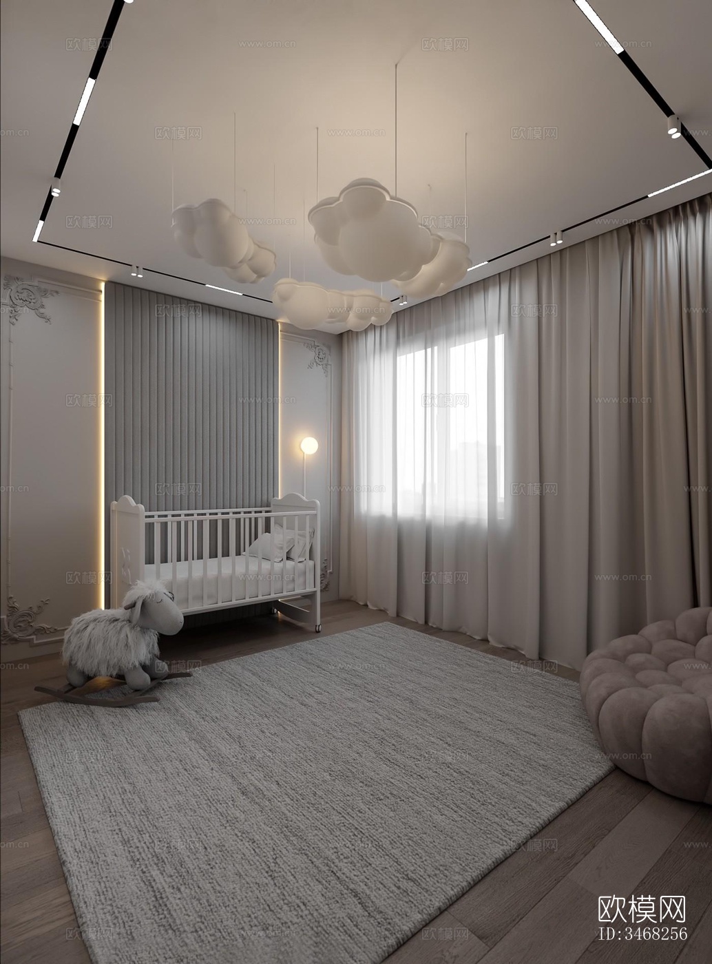 现代大平层效果图下载（渲染图4）